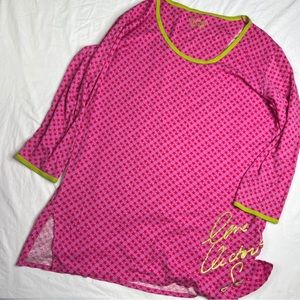 Victorias Secret Pink Stars Womans Round Neck Pajama Top Pink Size L A031123